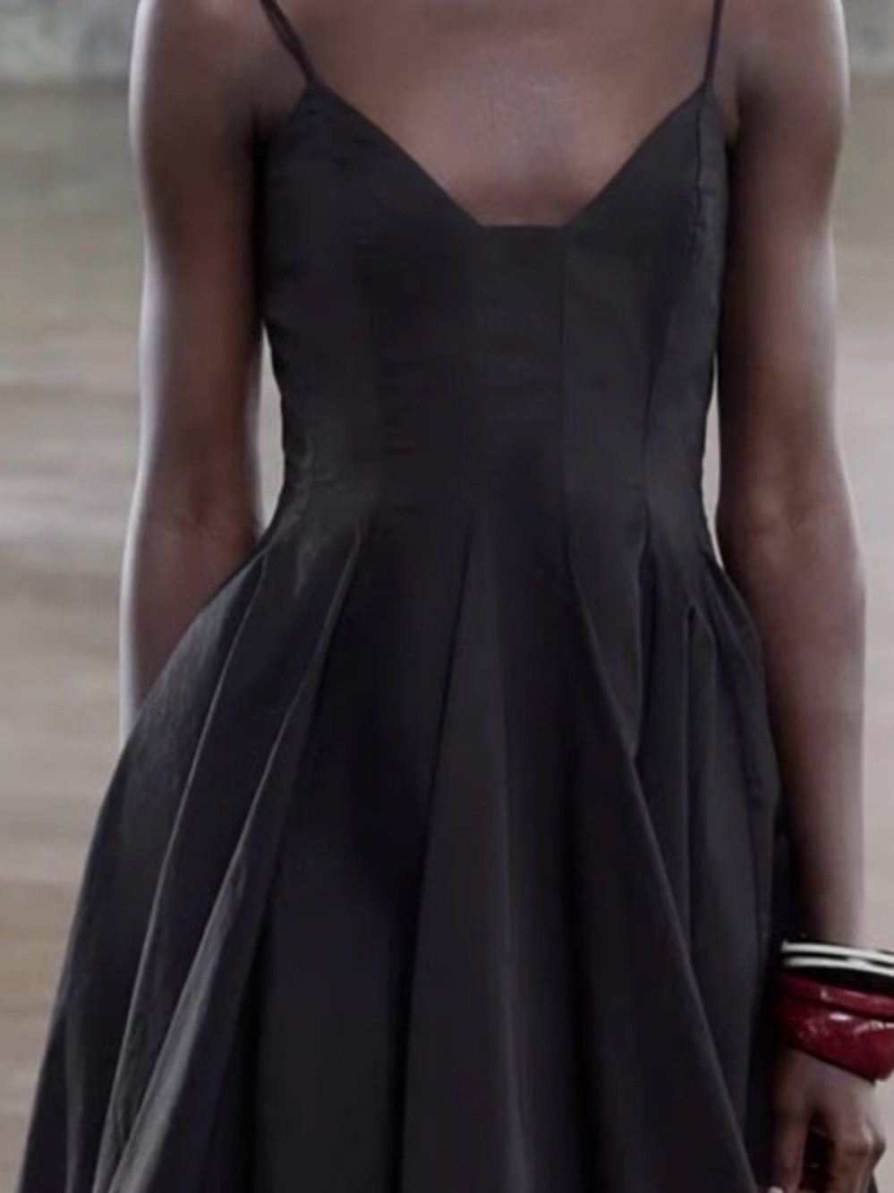 Zara Classic Black Spaghetti-Strap Fit & Flare Dress/ size xs